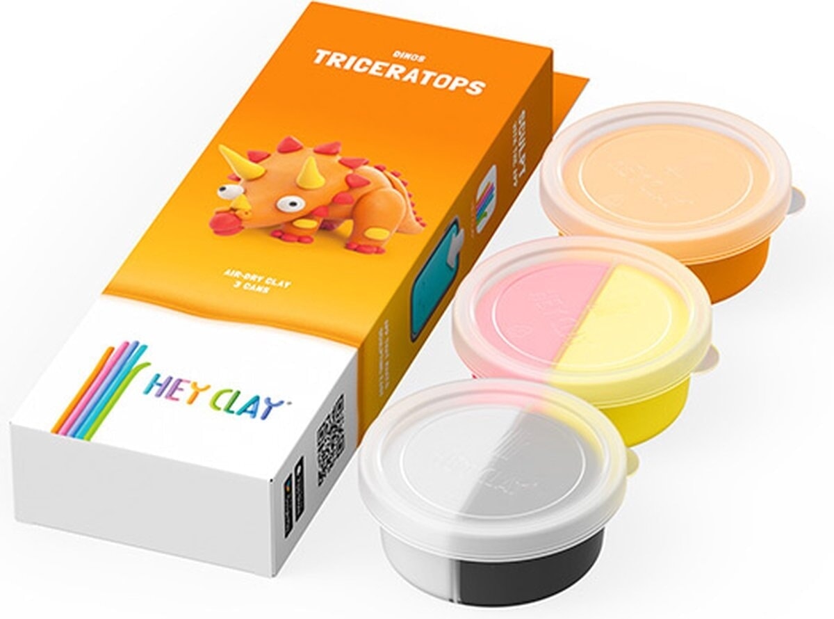 Hey-Clay Triceratops 3 Cans Boetseerklei