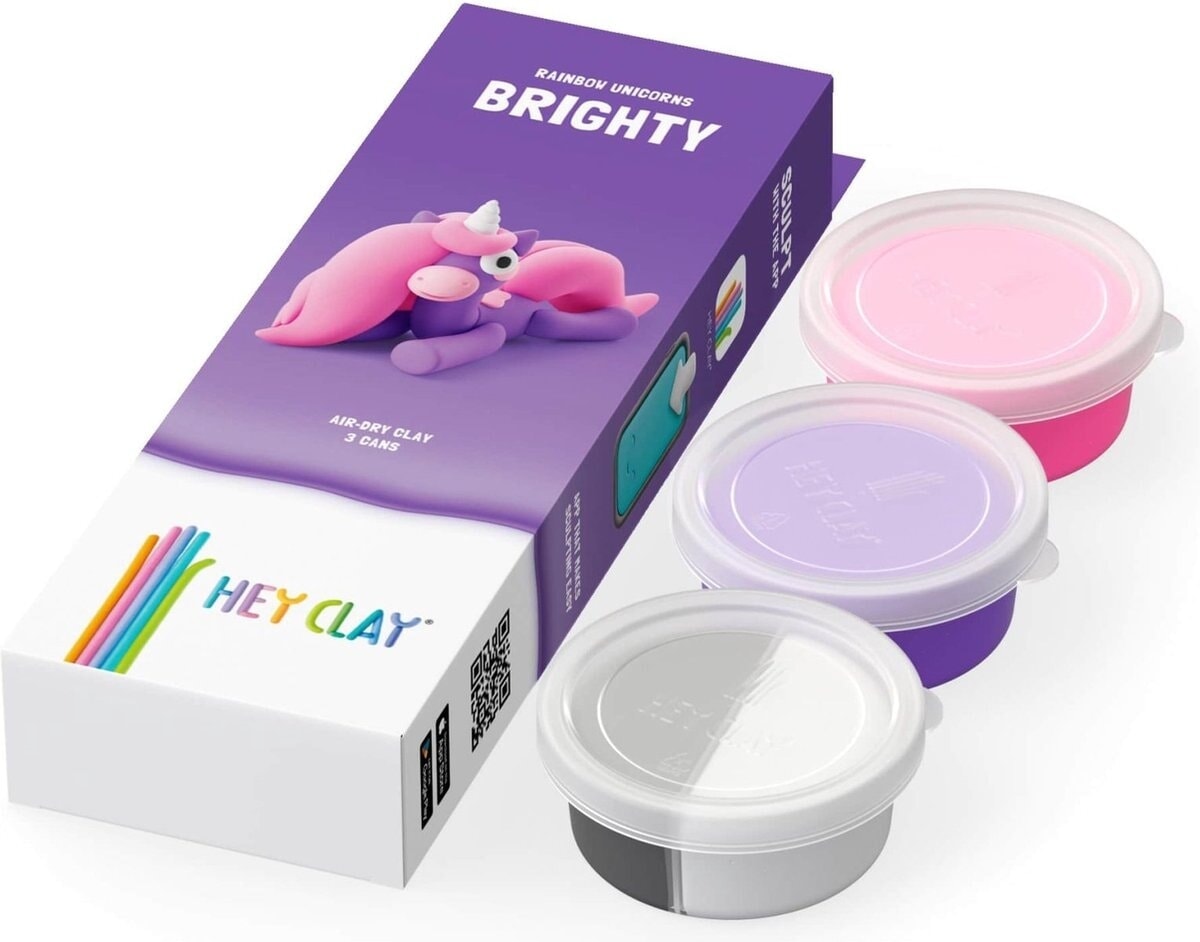 Hey-Clay Rainbow Unicorn Brighty 3 Cans Boetseerklei